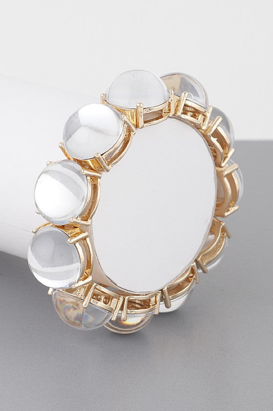 LIMITED EDITION - Clear Gem Round Cuff Bracelet