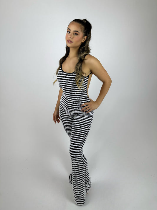 Striped Open Back Jumpsuit