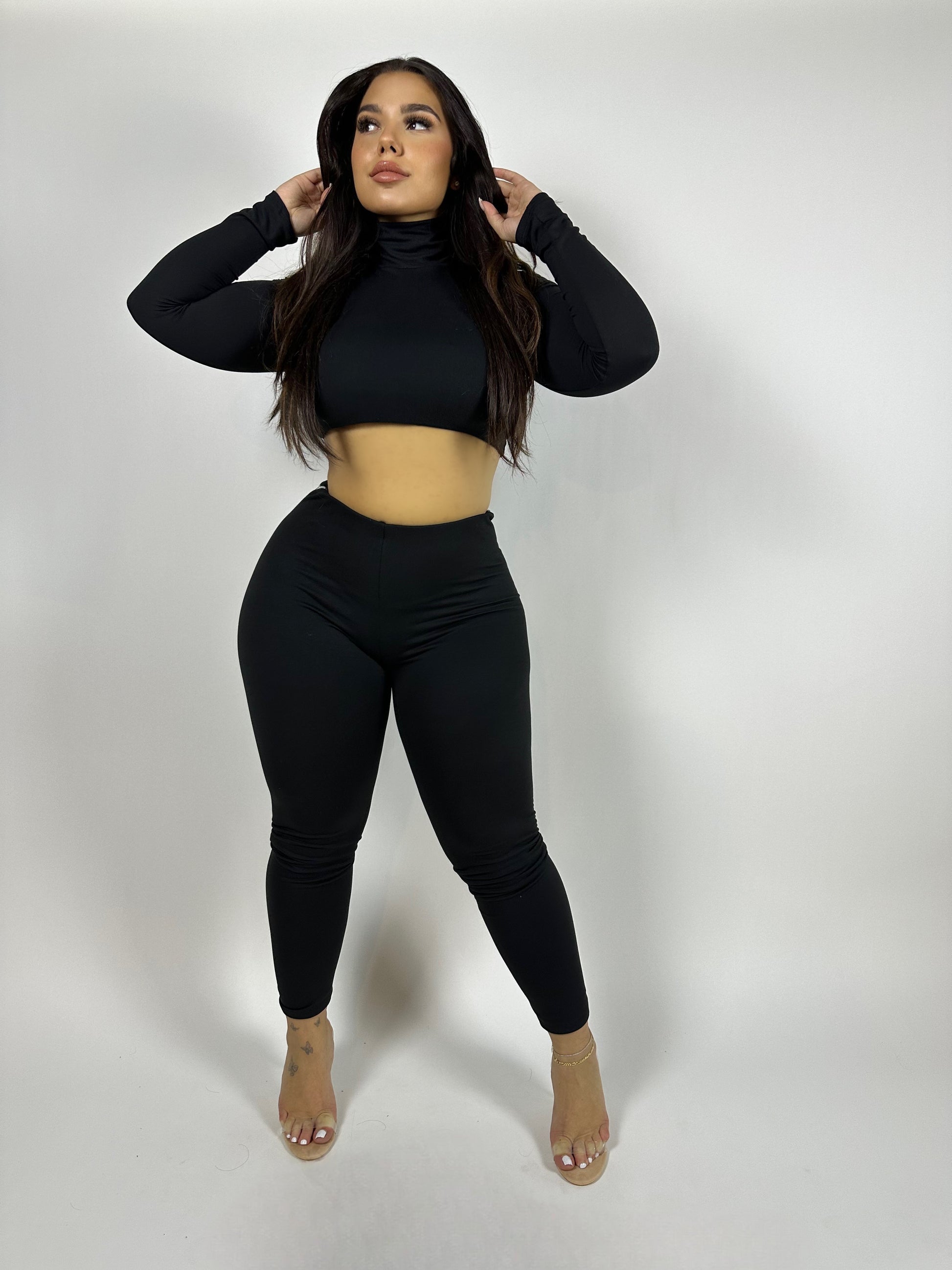 must have black mock neck legging set