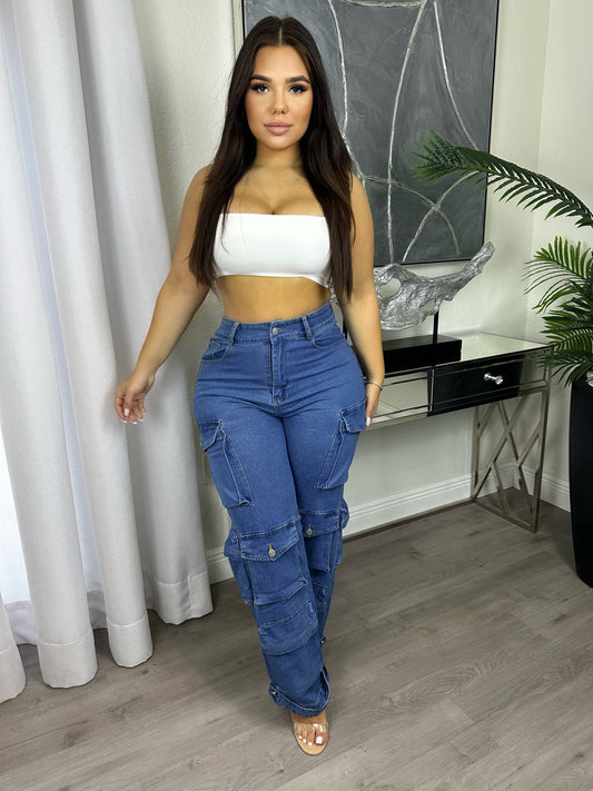 Dark Denim Cargos