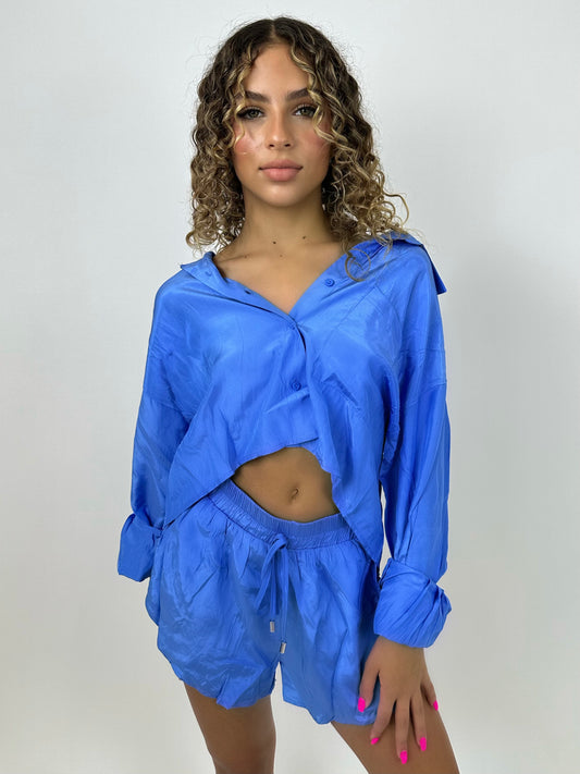 sky blue short set